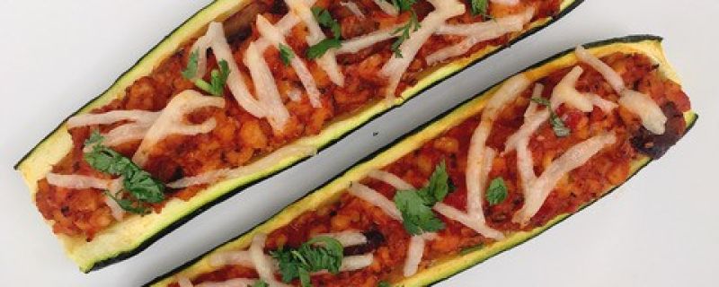 Tempeh Stuffed Zucchini